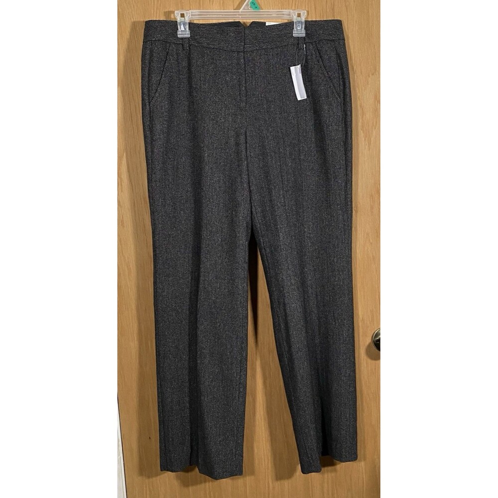 Lands' End Women's Sz 12 Original Fit Trousers Herringbone Wool Blend Lined NWT